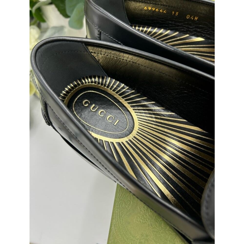 Men's Gucci, gold tone, embellished, leather loafers size 13 made in Italy - Picture 5 of 14